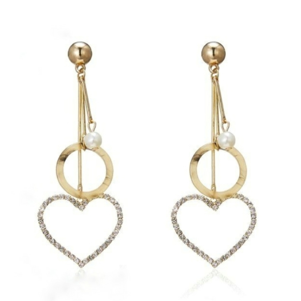 Diamond Heart Drop Earrings